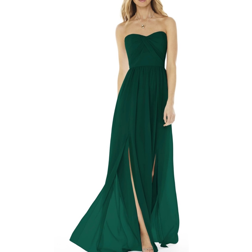 Strapless Gown, Hunter Green, Matte Chiffon, Sz 8